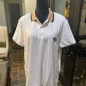 Gucci White and Tan Polo Shirt Classic Design